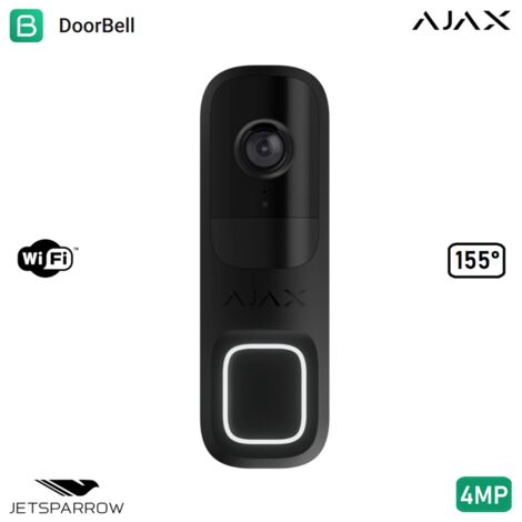 Ajax DoorBell 4MP Smart-Video-Türklingel mit AI WLAN Nachtsicht und Zwei-Wege-Audio für den Innenbereich Farbe Schwarz