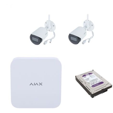 Ajax Kit NVR 8 canali bianco + 2 telecamere IP Wifi 4MP 2.8 mm + Hard disk 1Tb - 70936