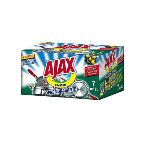 Ajax – Savon dégraissant à récurer citron – 7 unités – Élimine graisses tenaces – Parfum frais pour cuisine