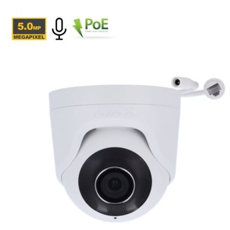 Ajax Telacamera IP dome 5Mp PoE Bianco 3K TurretCam - 64923 (2.8mm 110°)