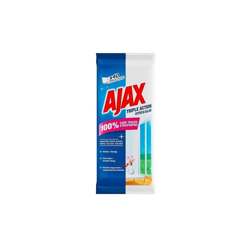 Nettoyant vitres lingettes Ajax paquet de 20