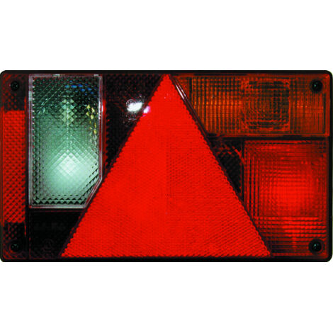 AJ.BA - Feu arrière rectangle droit 12V 6 fonctions avec connecteur 5 plots 235x135mm - 16104