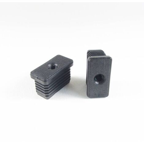 Ajile - Embout plastique rectangulaire pour tube 40 x 20 mm avec trou fileté diam. 8 mm (M8)