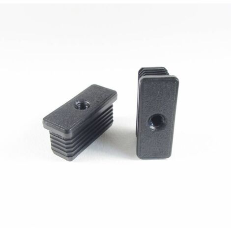 Ajile - Embout plastique rectangulaire pour tube 50 x 20 mm avec trou fileté diam. 8 mm (M8)
