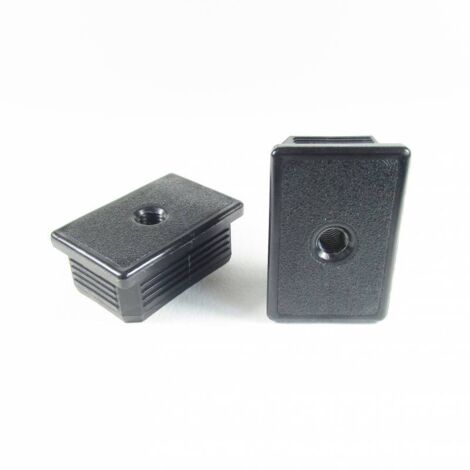 Ajile - Embout plastique rectangulaire pour tube 60 x 40 mm avec trou fileté diam. 10 mm (M10)
