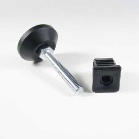Ajile - Kit de Réglage / Mise à Niveau pour tube carré 20x20 mm avec Pied Vérin Fileté en Acier Zingué M8 x 50 mm Embase diamètre 40 mm