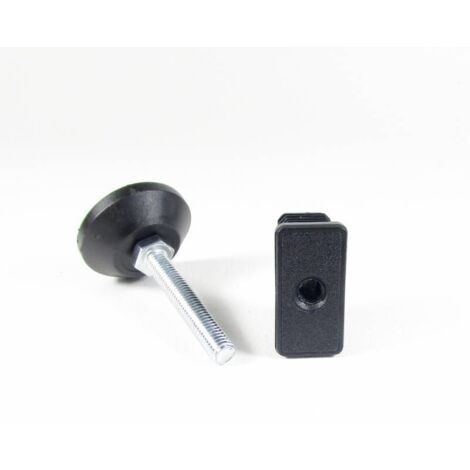 Ajile - Kit de Réglage pour tube rectangulaire 40x20 mm avec Pied Vérin Fileté en Acier Zingué M8 x 50 mm Embase diam. 40 mm