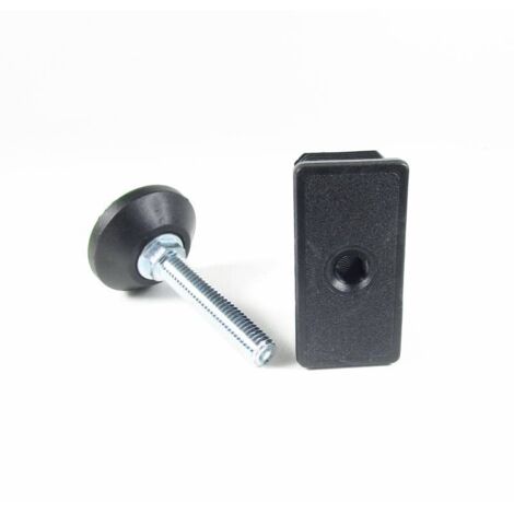 Ajile - Kit de Réglage pour tube rectangulaire 60x30 mm avec Pied Vérin Fileté en Acier Zingué M10 x 50 mm Embase diam. 40 mm