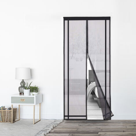 ajustable 100x220cm Noir, Moustiquaire Porte Fenetre Magnetique Flexible Aimantée sans Percage Rideau