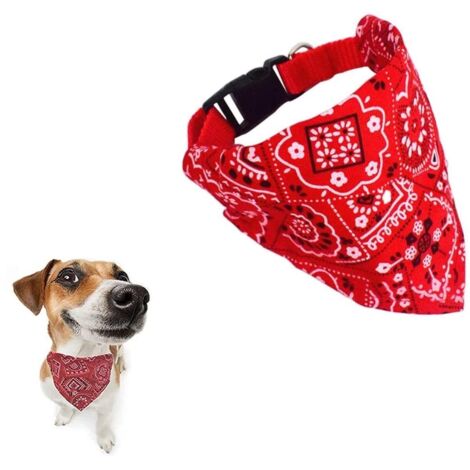 Ajustable Bandana Triangle pour Animaux Compagnie, Bandana Chien Écharpe, Écharpe pour Chien Chat, Foulard Accessoires pour Animaux, Rouge L