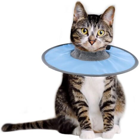 Ajustable Collier de Récupération Chat, Collier de Protection pour Chat Étanche Collier Élisabéthain Chats pour Chatons Chiots Après Une Chirurgie pour Arrêter de Lécher Les Plaies (Bleu)