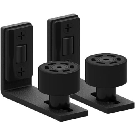 KEYOUNY Ajustable Guide de Plancher Mur/porte Guide Inférieur Pour Porte en Bois Coulissante Noir 2pcs