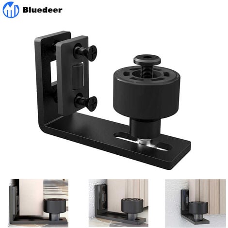 BLUEDEER Ajustable Guide de Plancher Mur/porte Guide Inférieur Pour Porte en Bois Coulissante Noir