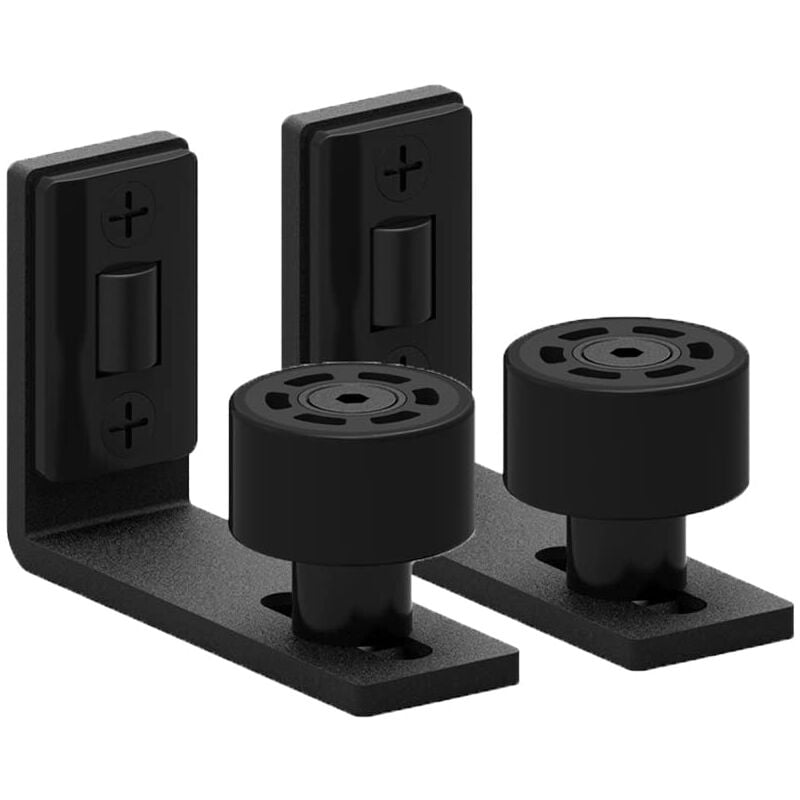 Ajustable Guide de Plancher Mur/porte Guide Inférieur Pour Porte en Bois Coulissante Noir 2pcs