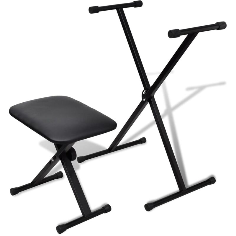 

vidaXL Soporte ajustable para teclado y taburete - Negro