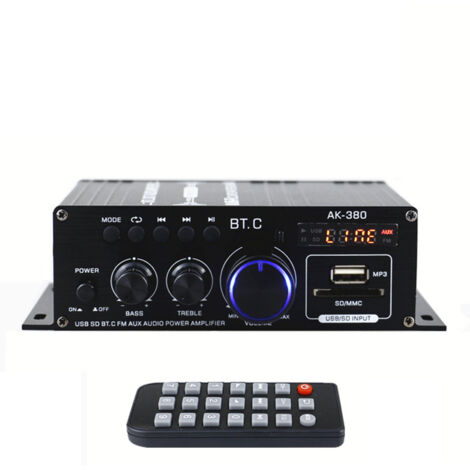 AK380 Mini-Audioverstärker (40 W + 40 W) für Auto und Zuhause, kraftvoller und klarer Klang, integriertes Bluetooth