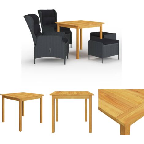 Akazienholz - vidaXL 5-tlg. Garten-Essgruppe Dunkelgrau - Rattan