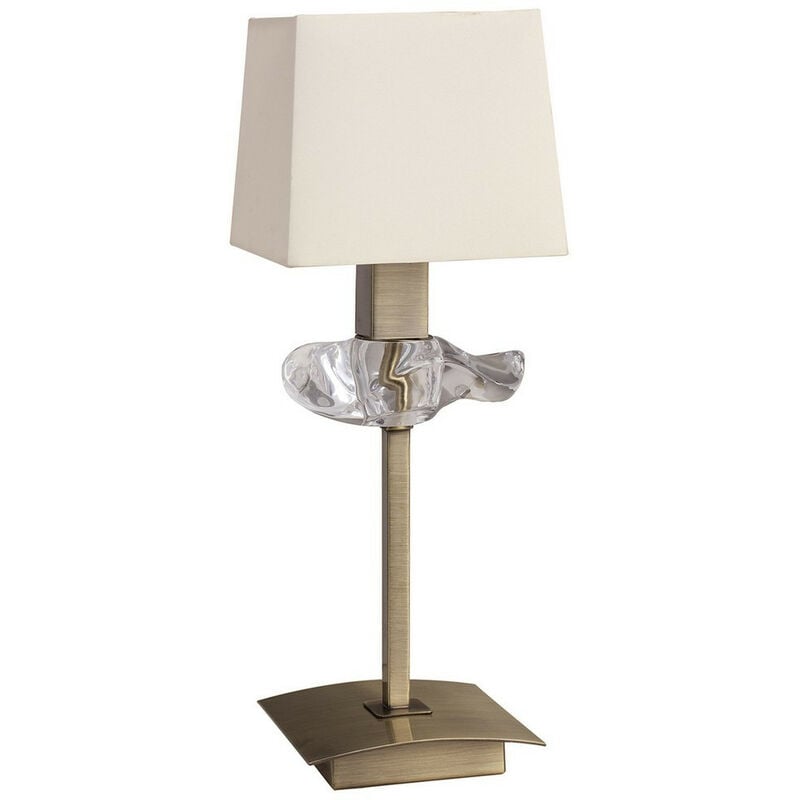 Inspired Mantra Akira Table Lamp 1 Light E14, Antique Brass With Cream Shade