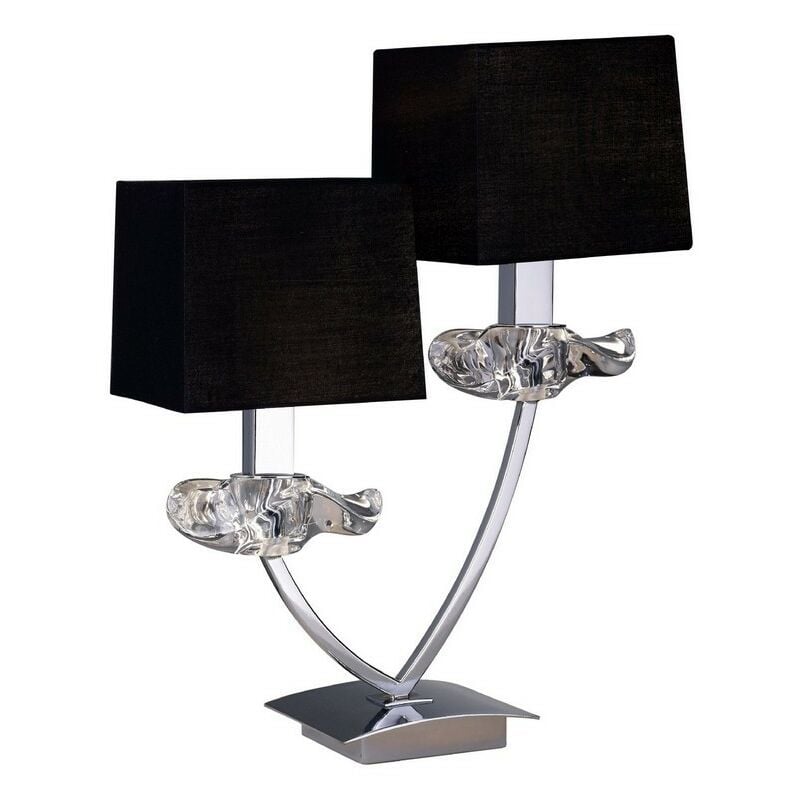 Inspired Mantra - Akira - Table Lamp 2 Light E14, Polished Chrome with Black Shades