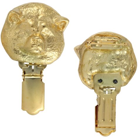 Akita, Akita Inu - spilla con clip, porta numero di partenza placcato oro, elegante distintivo per esposizioni canine di Art-Dog