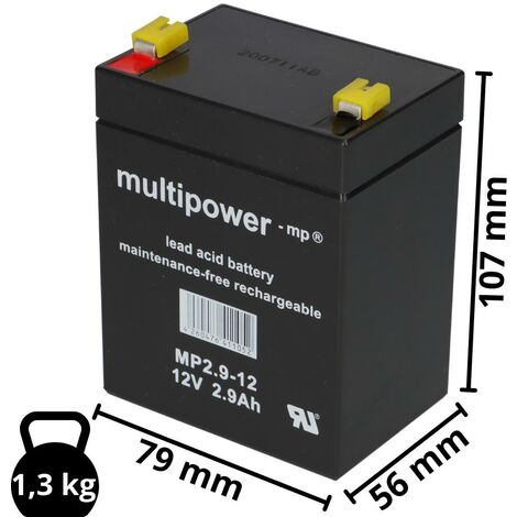 Akku 12V 2,9Ah Bleigel, für BEKA Nora Lifter Batterie zum Selbsteinbau, 2 Stück