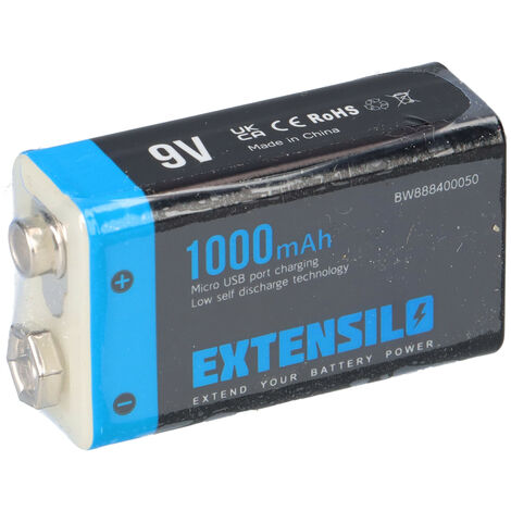 Akku 9V Block mit Micro-USB-Anschluss 1000mAh