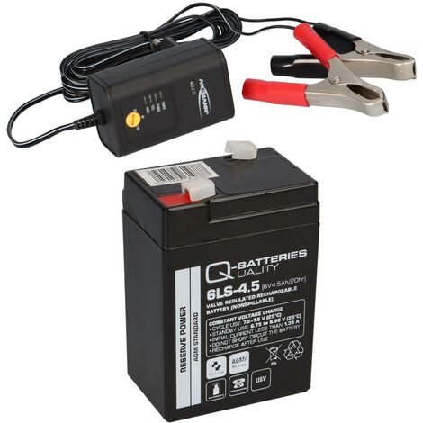 AKKU BATTERIE 6V 4,5Ah 20HR 10HR 5HR kompatibel 5Ah 4A + Lader QB + A