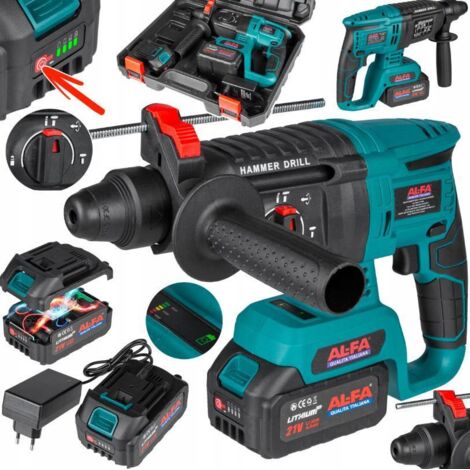 Akku Bohrhammer AL-FA 2,5J 2x Batterie LI-ION 21V 4.0Ah  SSDS+ Bürstenloser Motor Meißelhammer mit Koffer