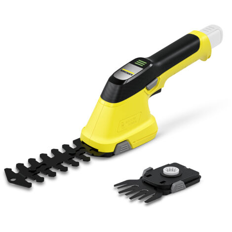 Akku-Gras- und Strauchschere KÄRCHER GSH 4-4 Plus: Kompakte 2-in-1 Schere für präzises Trimmen von Rasenkanten und Sträuchern – inkl. 8 cm Gras- & 11 cm Strauchklinge, werkzeugloser Klingenwechsel