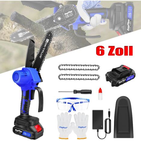 Akku-Kettensäge Elektro Kettensägen 6 Zoll Handkettensäge mit Ladegerät / Akku