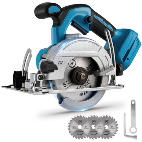Akku Kreissäge-ONEVAN 1000W 125mm Handkreissäge für Makita 18V Akku - mit 3 Sägeblättern（ohne Batterie)