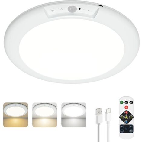 Akku Lampe mit Bewegungsmelder Innen Deckenlampe Ohne Stromanschluss,Deckenlampe mit Bewegungsmelder Akku Deckenleuchte Ohne Bohren,Batteriebetriebene Deckenleuchte für Bad Keller Garage