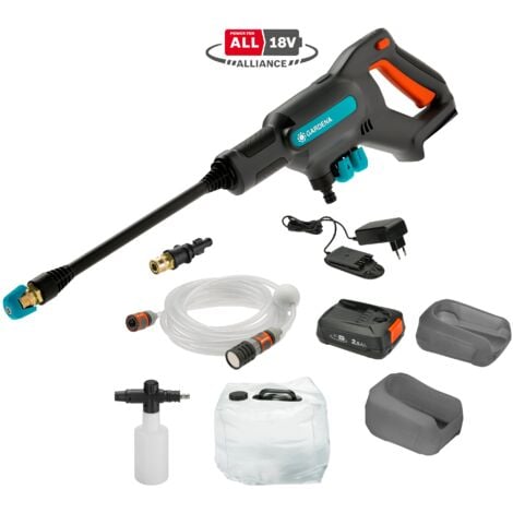 GARDENA Akku-Mitteldruckreiniger AquaClean 24/18V P4A Premium Ready-To-Use Set