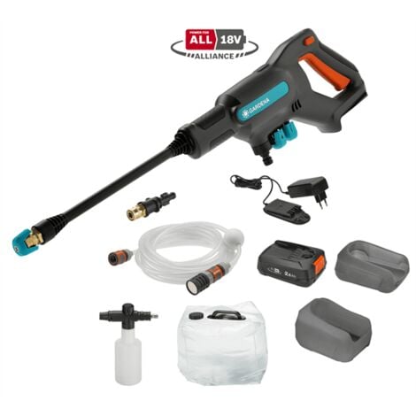 GARDENA Akku-Mitteldruckreiniger AquaClean 24/18V P4A Premium Ready-To-Use Set