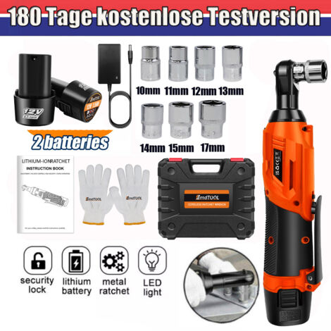Akku-Ratsche Ratschenschlüssel mit 3/8 Zoll 90° Winkel-Elektroschlüssel mit Akku