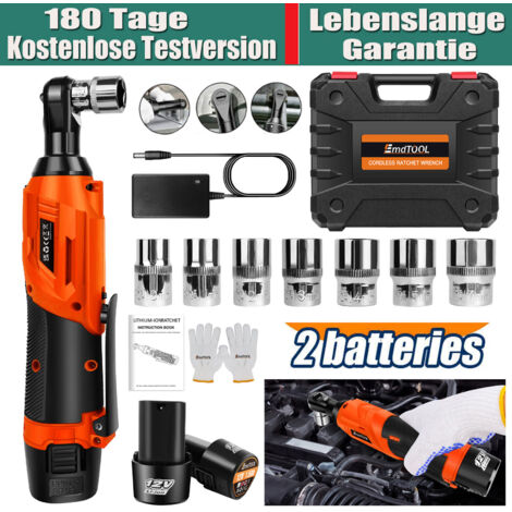Akku Ratschenschrauber 60Nm Elektrischer Ratschenschlüssel 2Akkus & 7 Steckdosen