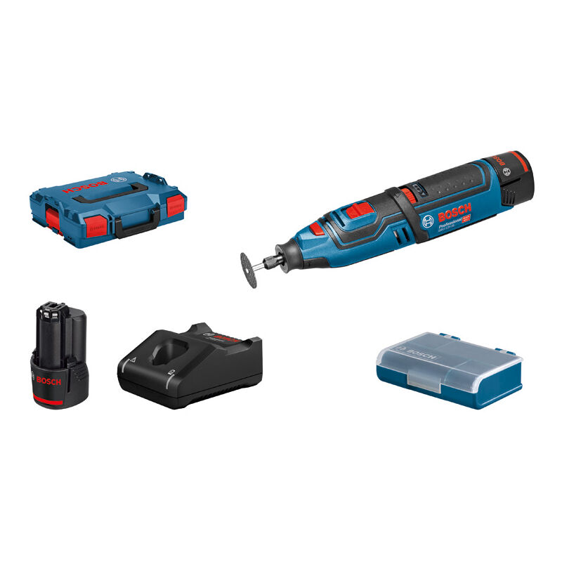 Image of Bosch Akku-Rotationswerkzeug GRO 12V-35 mit 2x 2,0 Ah Akkus + Lader in L-BOXX