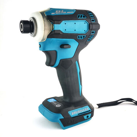 Akku-Schlagbohrschrauber mit 3 Geschwindigkeiten, bürstenlos, mit LED-Beleuchtung für Heimwerker- und Holzbearbeitungsprojekte – 18 V, ABS, Blau/Schwarz, 4-teiliges Set