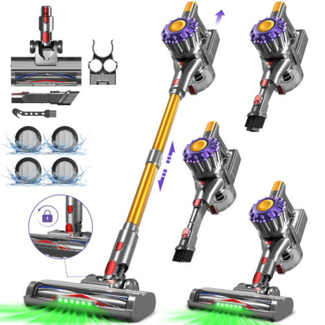 Akku Staubsauger 50000Pa 550W – Kabelloser Handstaubsauger mit 60min Laufzeit, 2 Saugstufen, 1,6L Staubbehälter für Teppiche & Hartböden, Authmic, Gold
