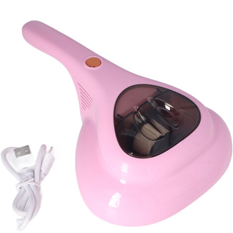 Akku-Staubsauger für Betten, 10 kPa, leistungsstarker Handstaubsauger für Teppiche und Textilien, rosa