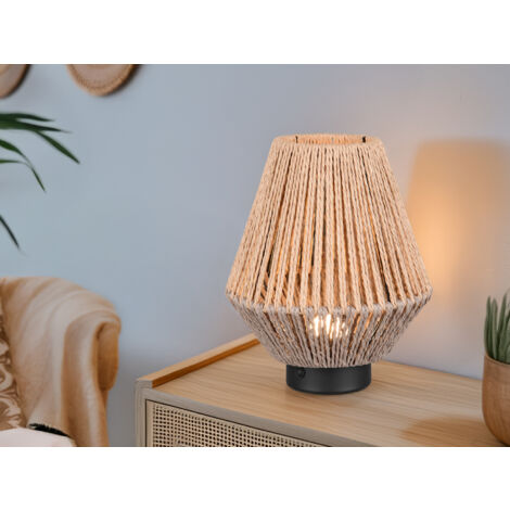 Akku Tischlampe LIRA per USB aufladbar, Lampenschirm aus Papiergarn, Höhe 22cm