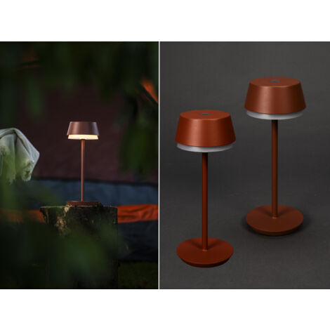Akku Tischleuchte 2er Set für Outdoor dimmbar, kabellos in Terracotta, 30cm