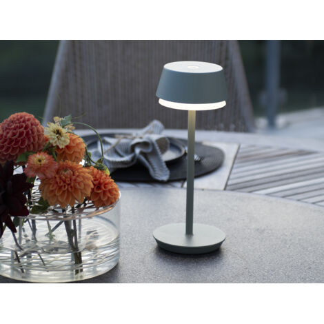 Akku Tischleuchte LYON für Outdoor dimmbar, kabellos in Mintgrün, 30cm