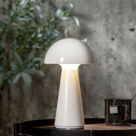 Akku Tischleuchte ,Mushroom' in Pilzform, kabellos, Touch-Sensor, dimmbar, weiß, H 28cm
