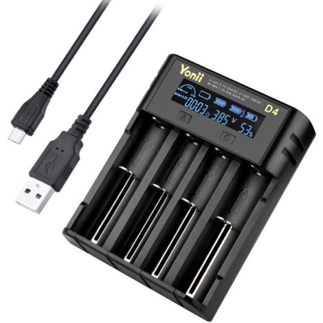 Akkuladegerät, geeignet für 18650- und 22650-Akkus, universelles 4-Steckplatz-Akkuladegerät, geeignet für wiederaufladbare Lithium-Ionen-Akkus Ni-AH, Ni-CD, A, AA, AAA, SC, F6, 10440 und 14500