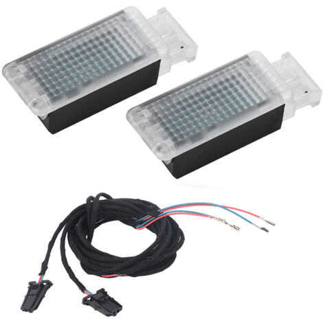 AKLOSIPY 7 LED Fußraumleuchte, 2er-Pack W-Kabelbaum 5G0947409 Fußraumleuchte 2 Stück LED Fußraumleuchte mit W-Kabelbaum geeignet für 5G MK6 MK7 B7 B8 5G0947409.