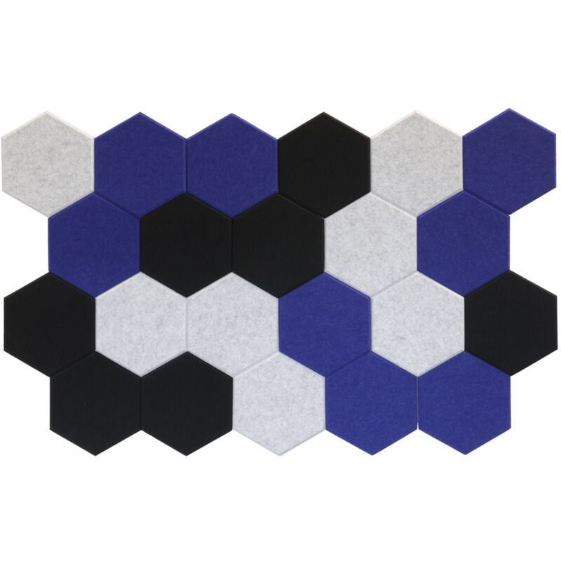 Panneaux muraux acoustiques Hexagone - Diverses couleurs feutre pet - Lot de 22