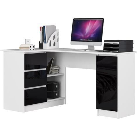 Scrivania Dbro, Scrittoio lineare porta PC, Tavolo multiuso per ufficio,  Scrivania salvaspazio, 100% Made in Italy, cm 130x60h75, Bianco lucido e  Ardesia