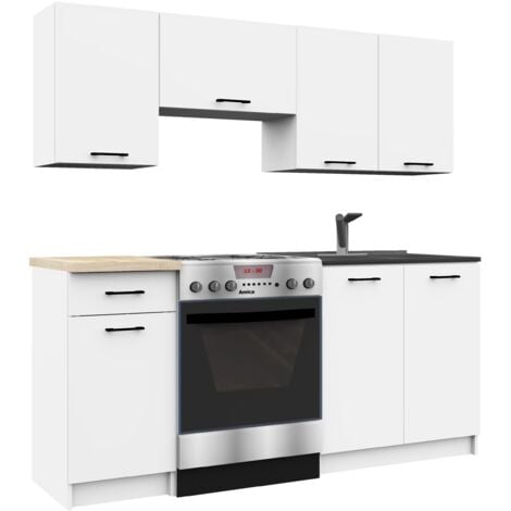 AKORD Set di Mobili da Cucina OLIWIA 180 cm Bianco 180 cm 7 ante 1 cassetto 180x46x203 cm
