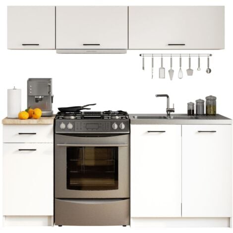 AKORD Set di Mobili da Cucina OLIWIA G1 180 cm Bianco 180 cm 6 ante 1 cassetto 180x46x174 cm